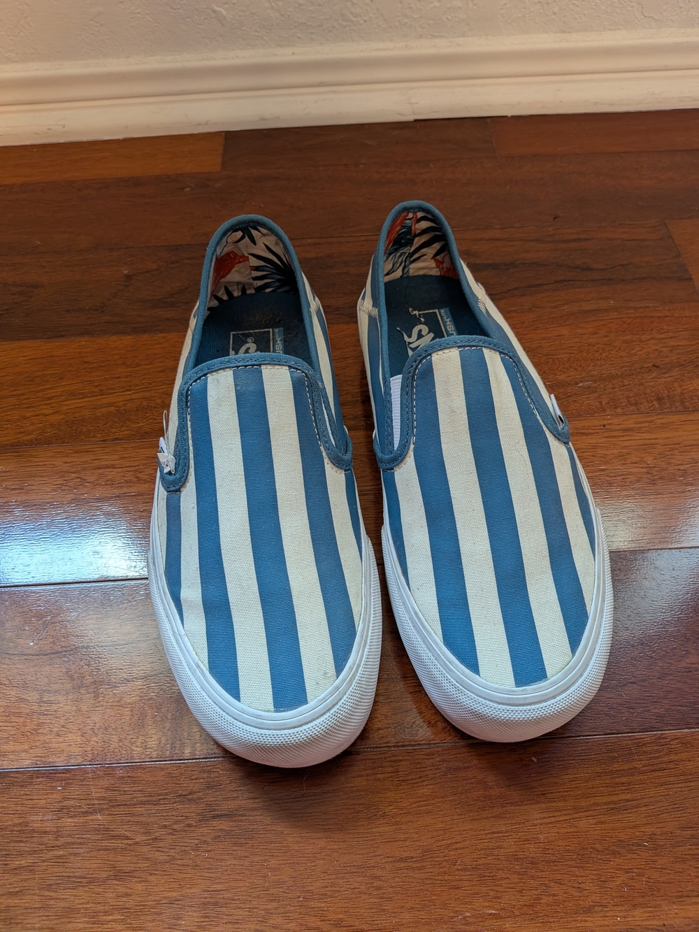 Vans Slip-On Canvas Shoes in Blue & White Stripe